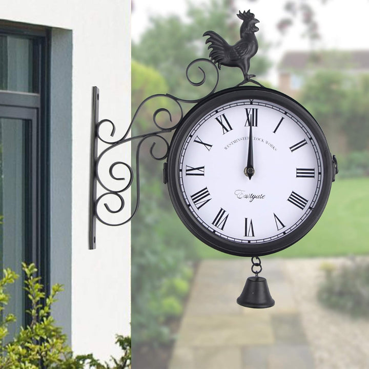 Gartenuhr im Vintage-Stil, Wanduhr im antiken Stil Outdooruhr Wasserfest Outdoor Garten Uhr Bahnhofs