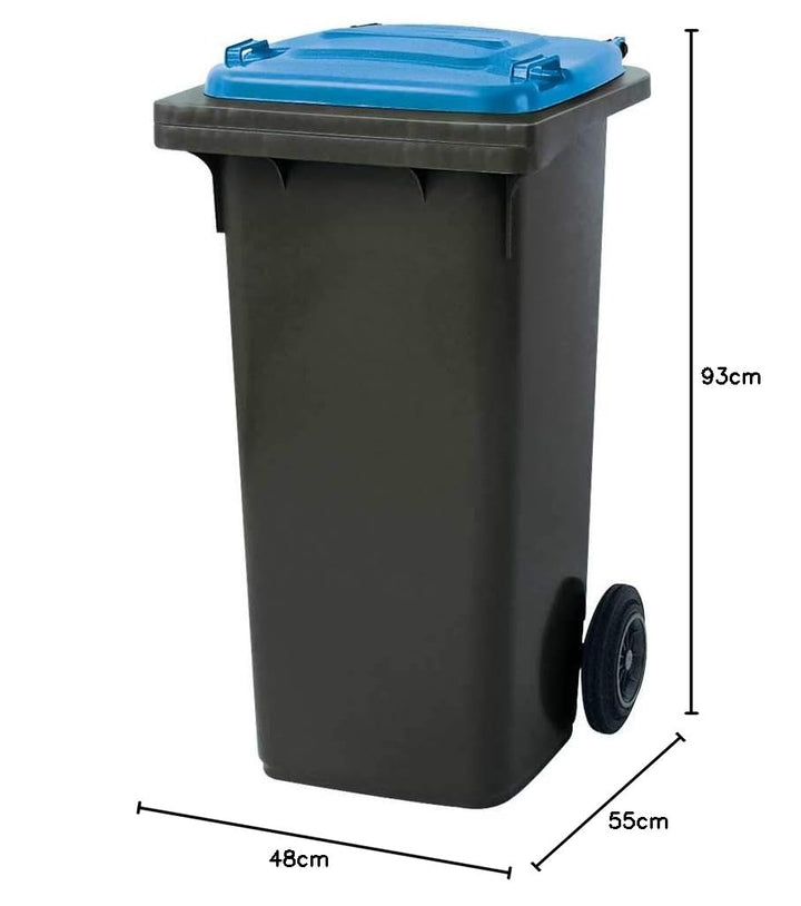 BRB Müllbehälter, Inhalt 120 Liter, Farbe anthrazit mit buntem Deckel, BxTxH 480 x 550 x 930 mm, PE-