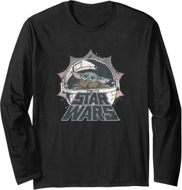 Star Wars The Mandalorian Child Retro Logo Langarmshirt