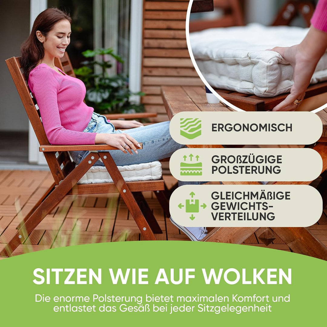 Gräfenstayn® 4er-Set Sitzkissen Stuhlkissen 40x40x8cm für Indoor und Outdoor aus 100% Baumwolle Dick