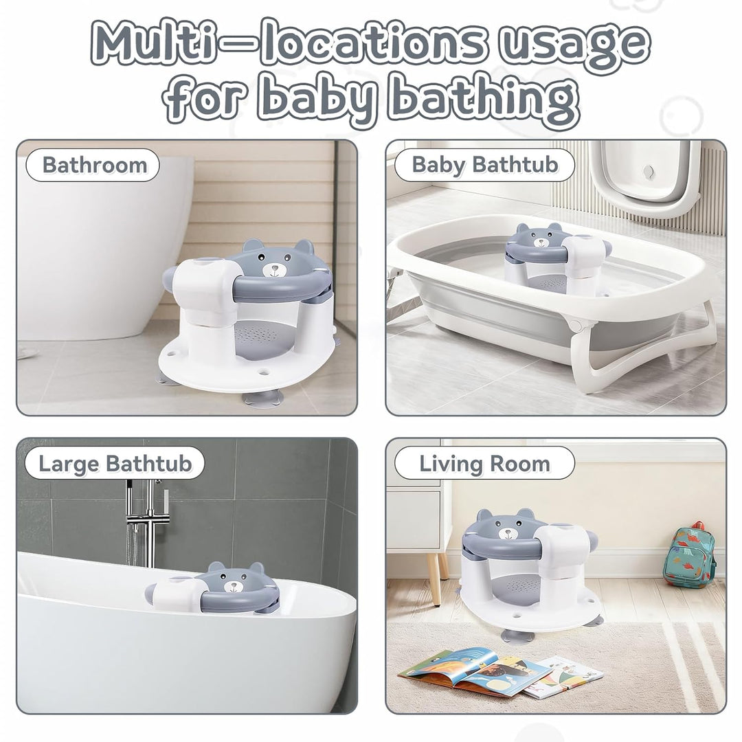 Badewannensitz Baby ab 6 Monate,Baby Badewannensitz,Bär Rutschfester Badesitz Baby,Sicherer Tragbare