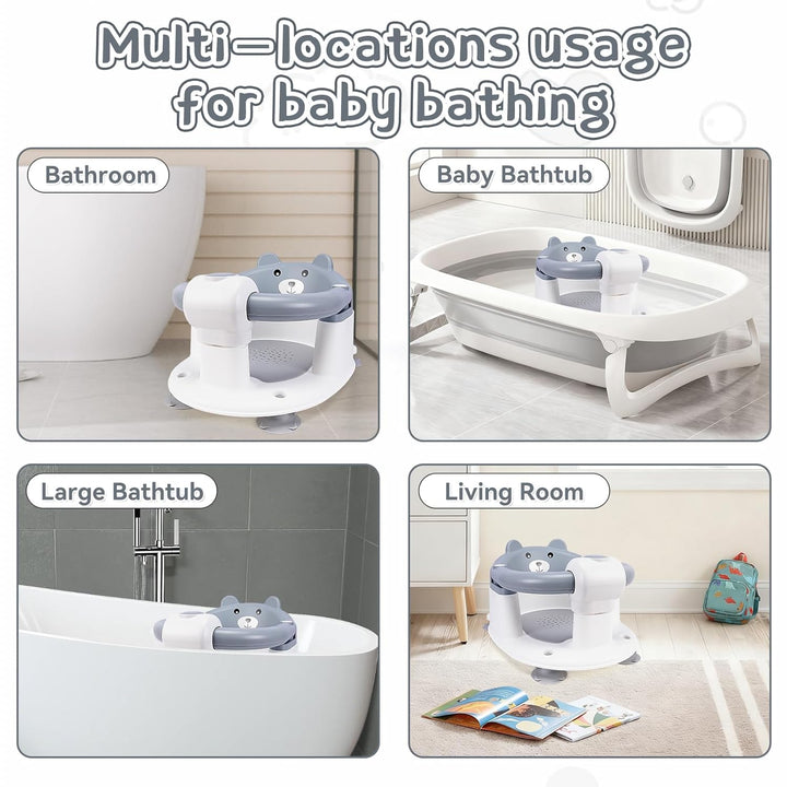 Badewannensitz Baby ab 6 Monate,Baby Badewannensitz,Bär Rutschfester Badesitz Baby,Sicherer Tragbare