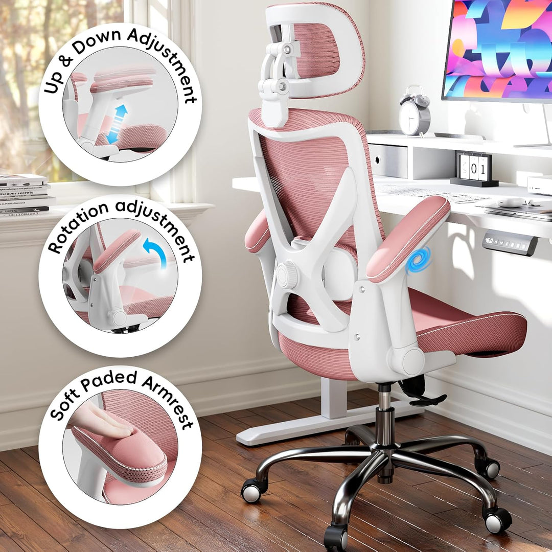 TRALT Ergonomischer Bürostuhl - Office Chair Bürostuhl PU-Leder Verstellbarer Lendenwirbelstütze Des