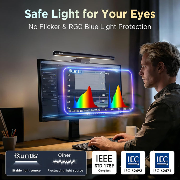 Quntis Computer Monitor Lampe mit Gaming Deko RGB Hintergrundbeleuchtung, Monitor Light Bar mit Touc