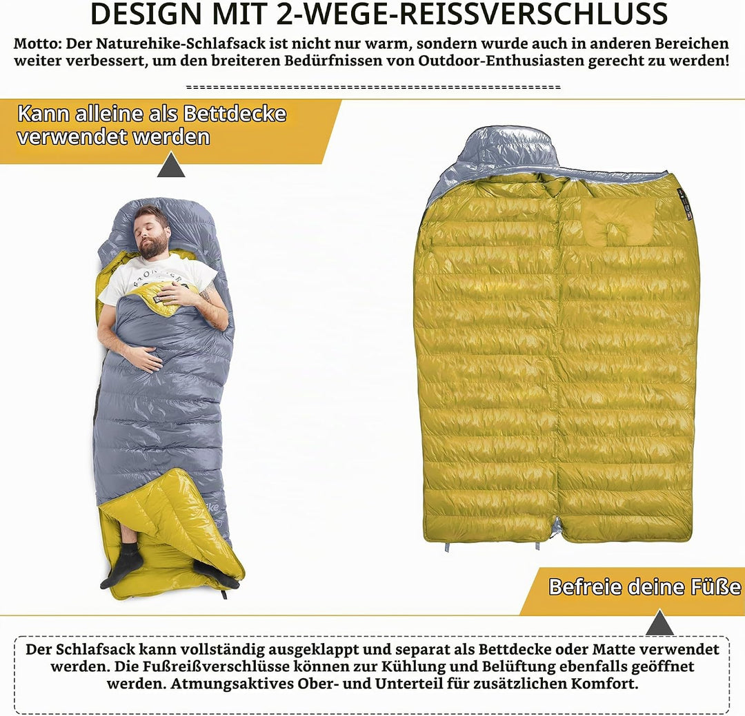 Naturehike CW-Serie RDS Daunenschlafsack,Ultraleichte Tragbare Kompackte Daunen Schlafsack 4 Jahresz