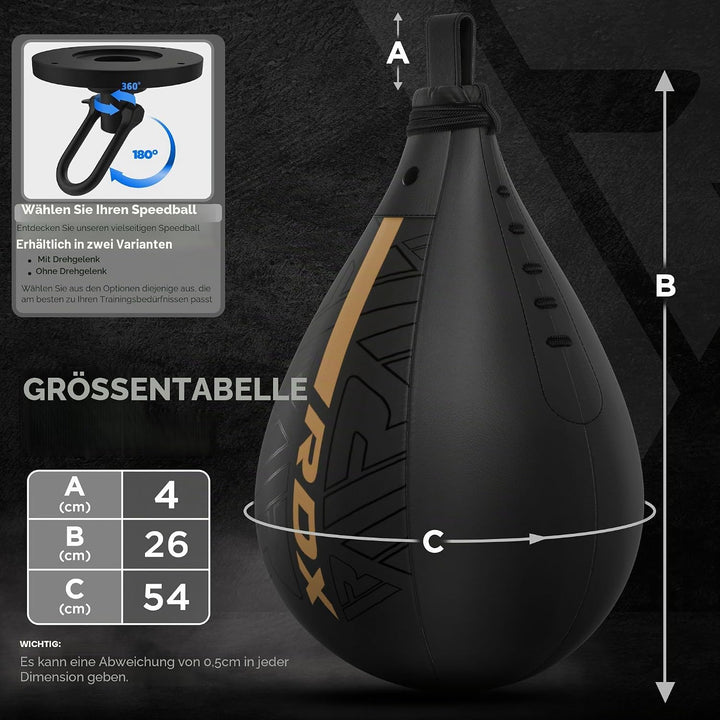 RDX Boxbirne Maya Hide Leder Set, Speedball Hängend Mit Halterung, Punchingball Boxing Speed Bag, Ge