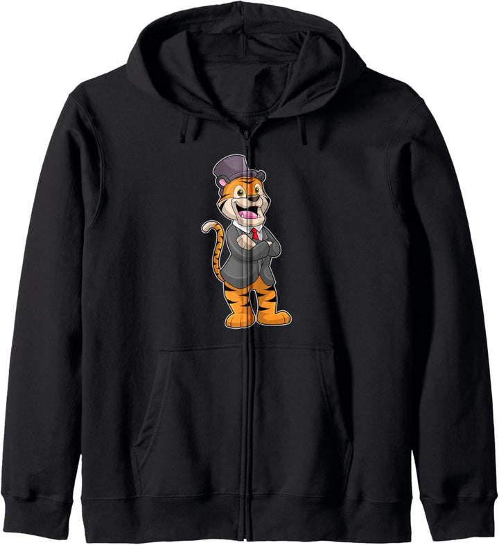 Tiger Gentleman Sakko Zylinder Kapuzenjacke