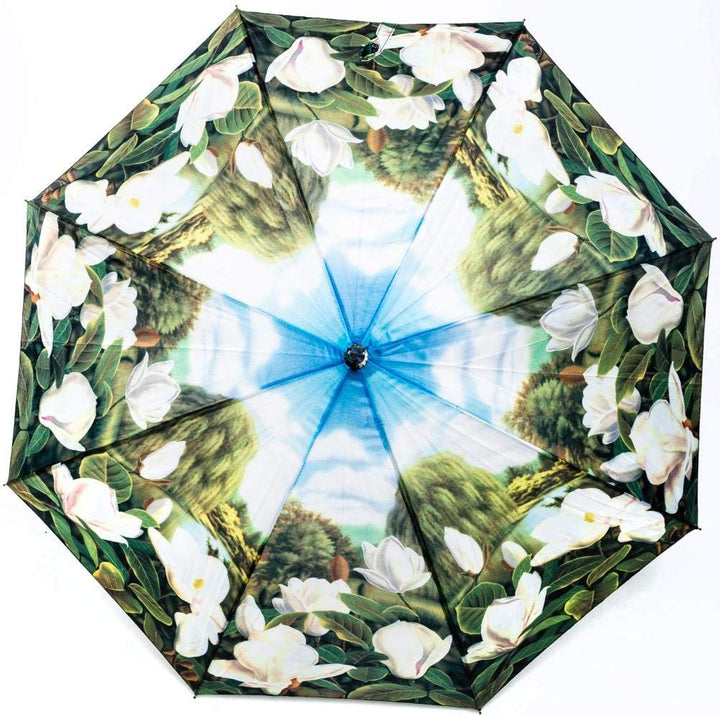LUCKYWEATHER Regenschirm Stockschirm Damen Motiv Magnolien I Stockregenschirm gross und stabil sowie