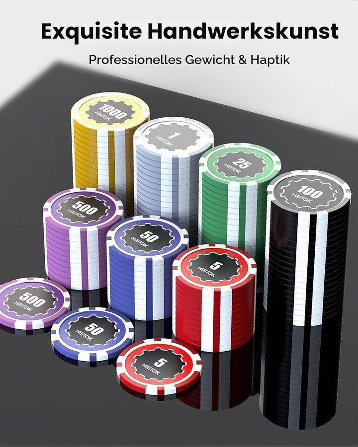 Casino Poker Set with Numbered Chips 600-Piece for Card Board Game, 11.5 Gram with Playing Cards Wat