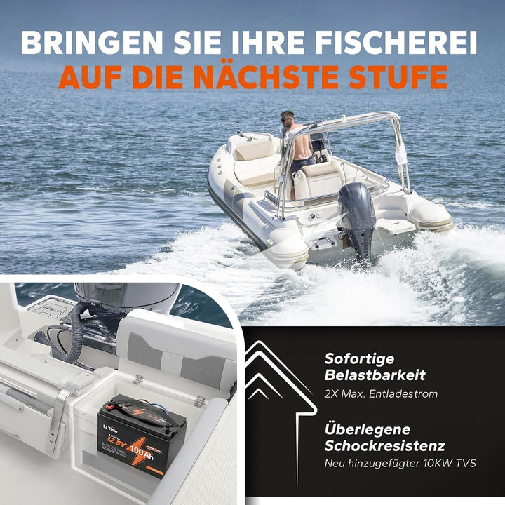 LiTime LiFePO4 12V 100Ah Trolling-Motoren Lithium Batterie mit Tieftemperaturschutz, Deep Cycle Batt