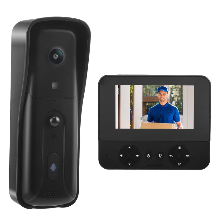 Kabellose Türklingel Kamera mit 4,3" Monitor, 110° Infrarot-Nachtsicht & PIR-Bewegungserkennung, Ind