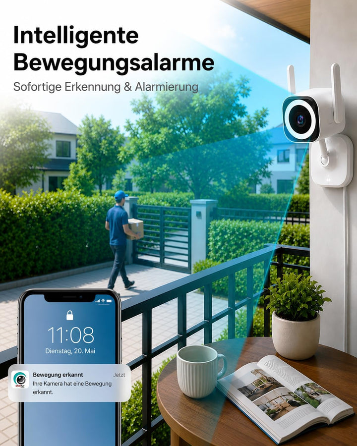 GUOANVISION 2K 5G Überwachungskamera Aussen/Innen, Kamera Überwachung Aussen, WLAN Camera Indoor/Out