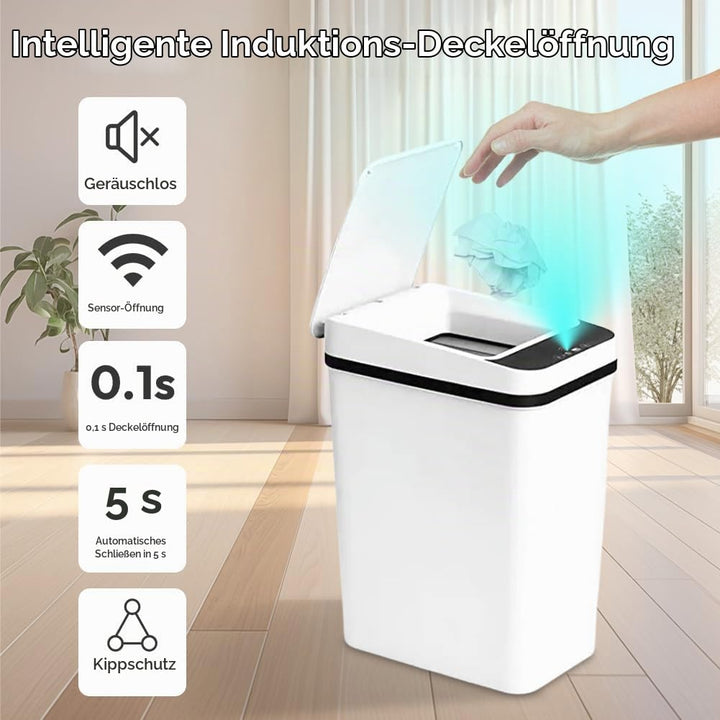 Mülleimer Bad 12L Sensor Kosmetikeimer - Mülleimer mit Sensor Technologie, Touchless &amp; Wasserdicht -