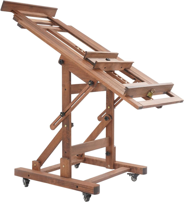 Staffelei Holz Einstellbar 140-300cm Staffeleien Gross mit Rädern, waagerecht und senkrecht malen, f