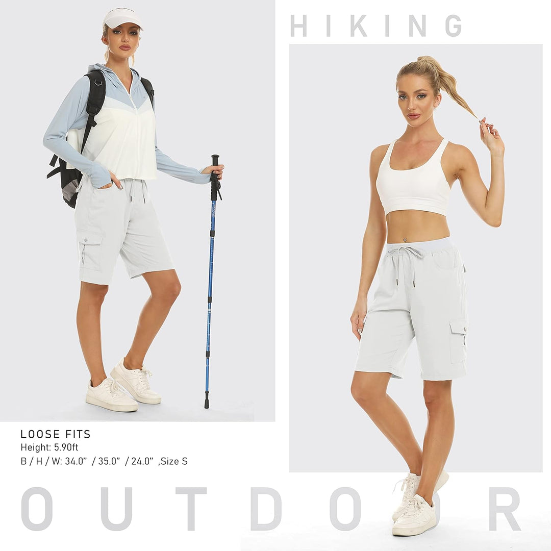 JINSHI Shorts Damen Sommer Cargohose Kurze Wanderhose Outdoor Schnelltrocknend Freizeithose mit Mehr
