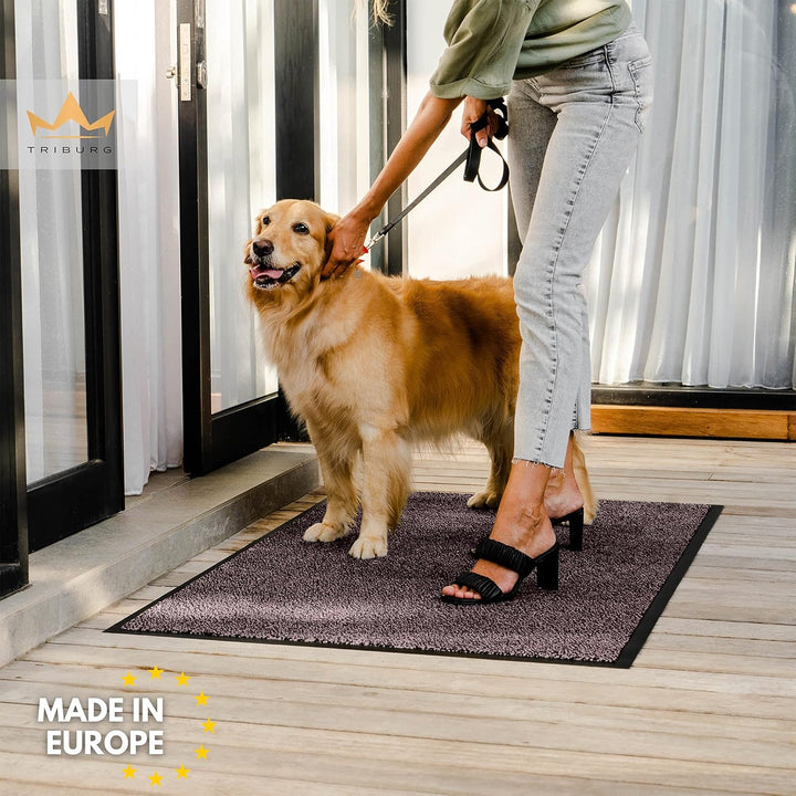 TRIBURG® Fussmatte 90x150 Braun Schwarz - Schmutzfangmatte 90 x 150 wetterfest, wasserfest, waschbar