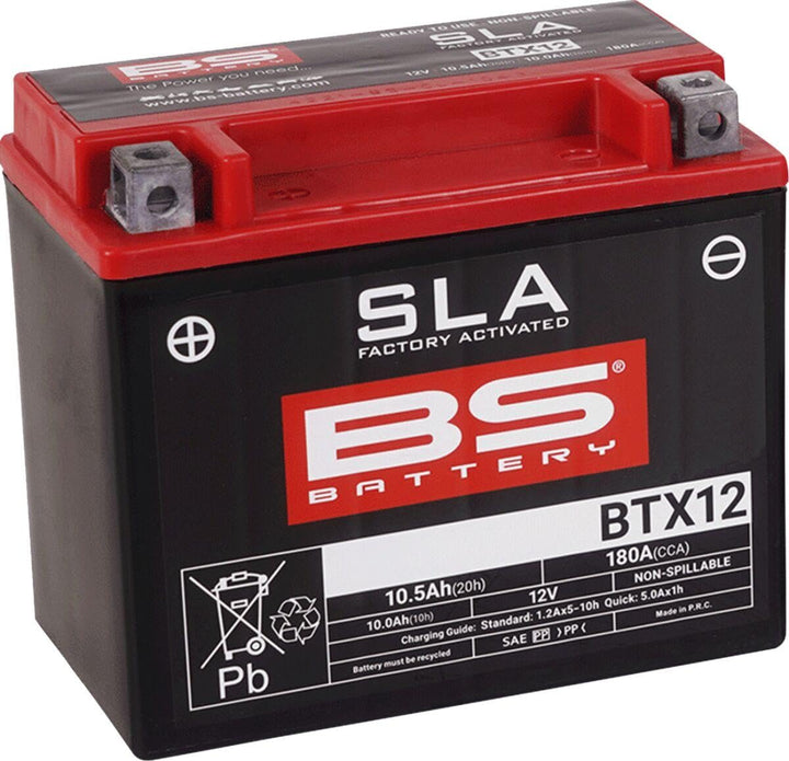 BS Battery 300680 BTX12 AGM SLA Motorrad Batterie, Schwarz
