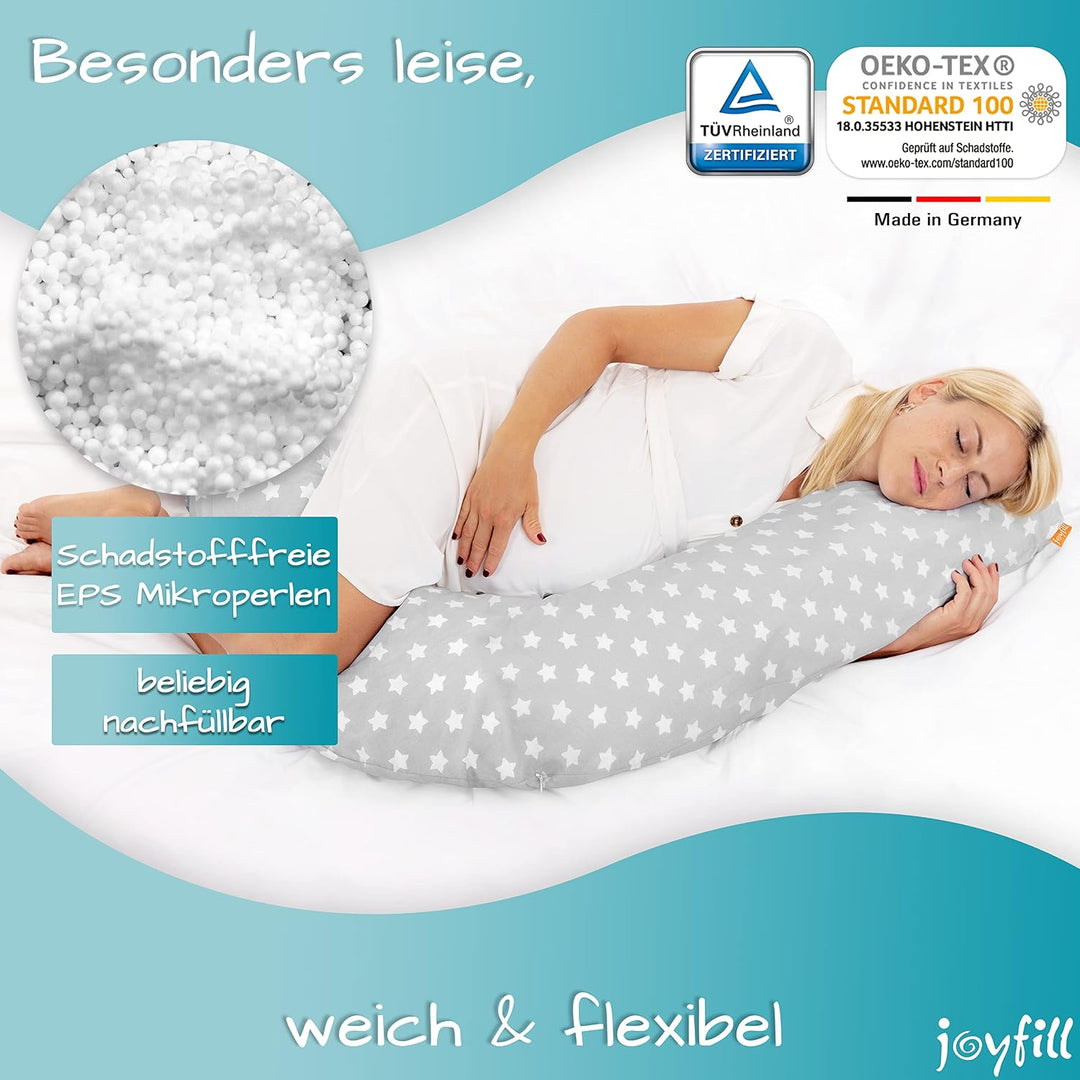 joyfill® Stillkissen Mikroperlen 190cm inkl. Nachfüllkissen I Schwangerschaftskissen - Made in Germa