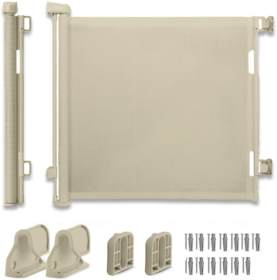 Treppenschutzgitter Ausziehbar 110cm, Türschutzgitter, Babygitter Beige | Türschutzgitter ausziehbar