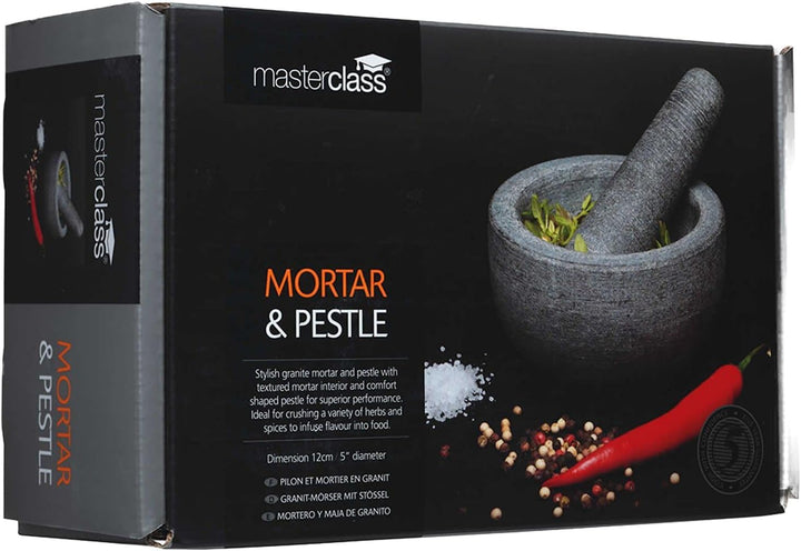 MasterClass Mörser und Stössel Set, Granit, Effizient und Stylisch, für Kräuter und Gewürze etc., 12