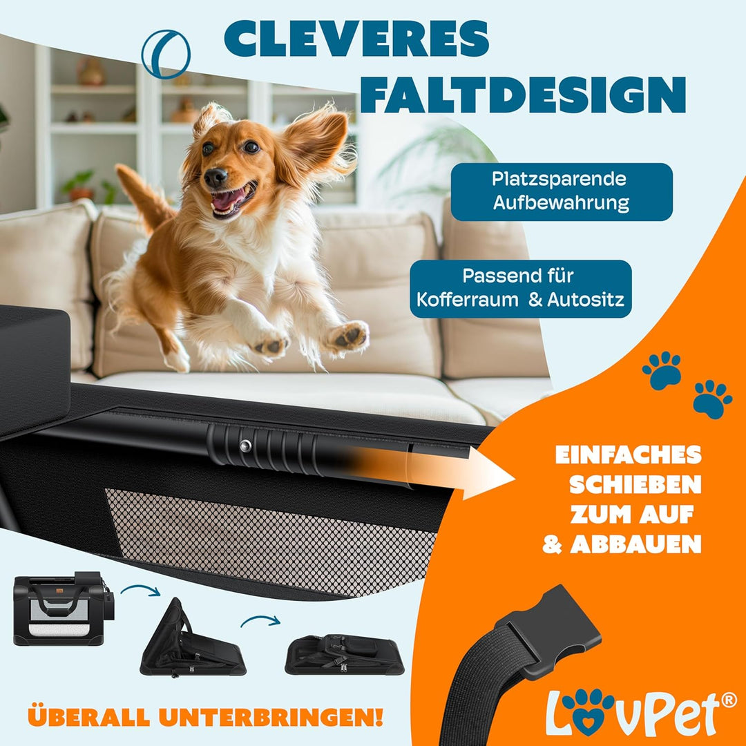 Lovpet® Transportbox Hund Katze Transporttasche S 49,5x34,5x35cm | Hunde-Tragetasche Faltbare Katzen