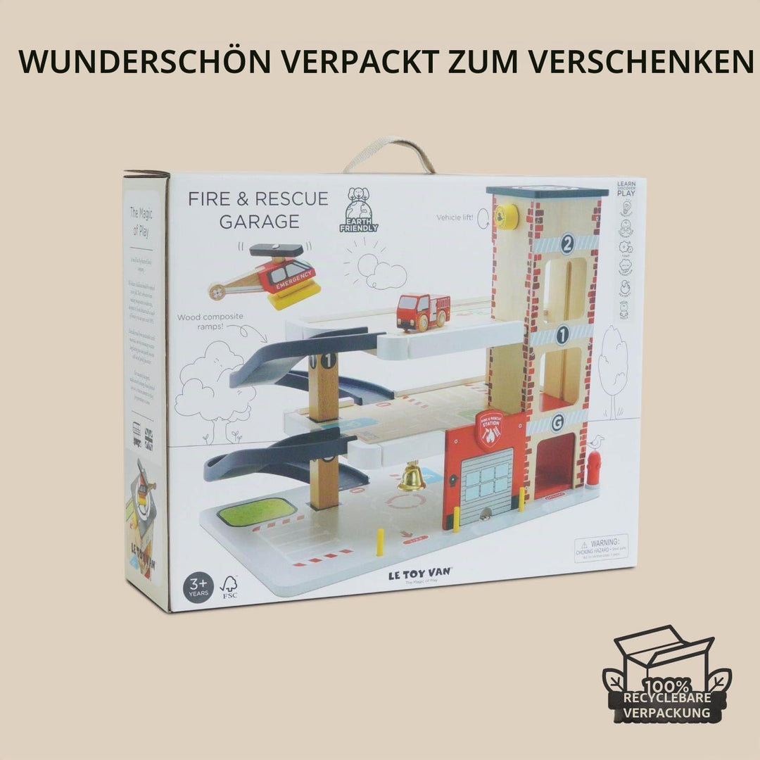Le Toy Van - TV453 - Spielzeug-Feuerwache für Kinder, 3 Jahre, FSC-zertifiziertes Holz, inklusive 1