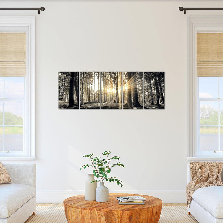 Runa Art Bild Wald Landschaft Wandbilder auf Vlies Leinwand 5 Teilig Wanddekoration Schlafzimmer Woh