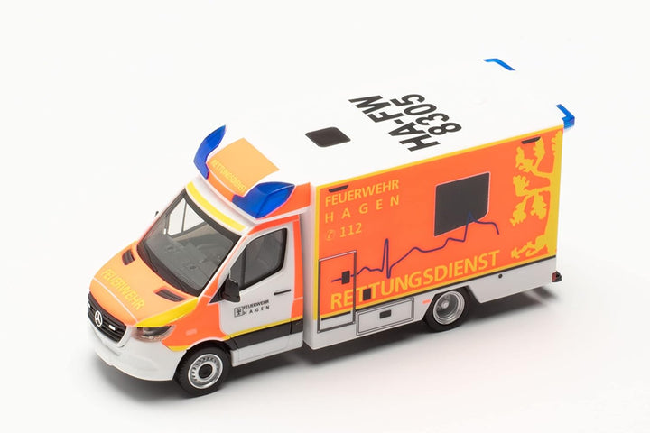 herpa 096713 Mercedes-Benz Sprinter `18 Fahrtec RTW „Feuerwehr Hagen“ Auto Miniaturmodelle Kleinmode
