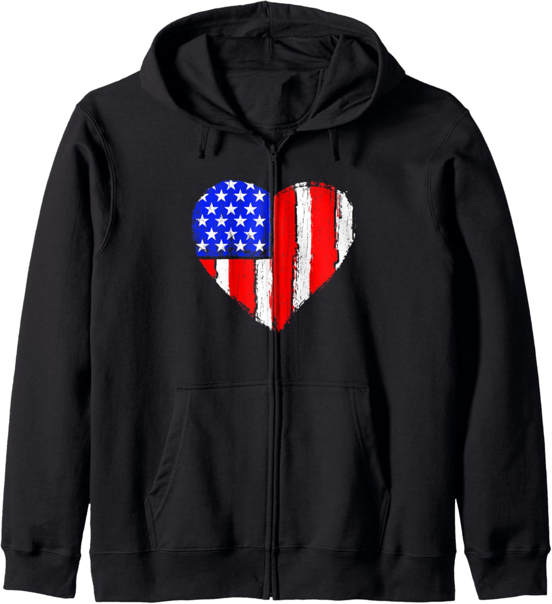 Heart 4th of July US Flag Patriotic American Stars Stripes Kapuzenjacke