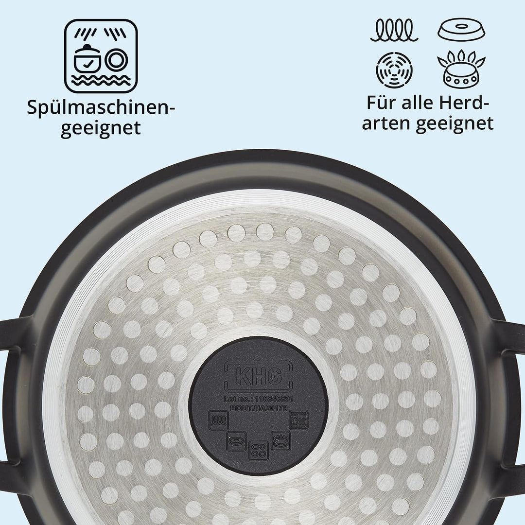 KHG Topf Kochtopf 28 cm Induktion Antihaftbeschichtung XXL Gemüsetopf Grossraumtopf 10 Liter | Schwa