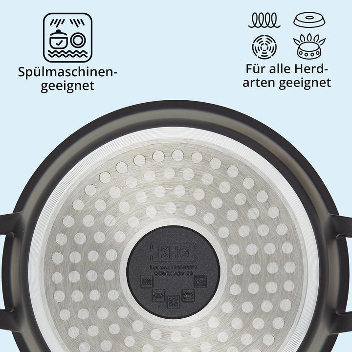 KHG Topf Kochtopf 28 cm Induktion Antihaftbeschichtung XXL Gemüsetopf Grossraumtopf 10 Liter | Schwa