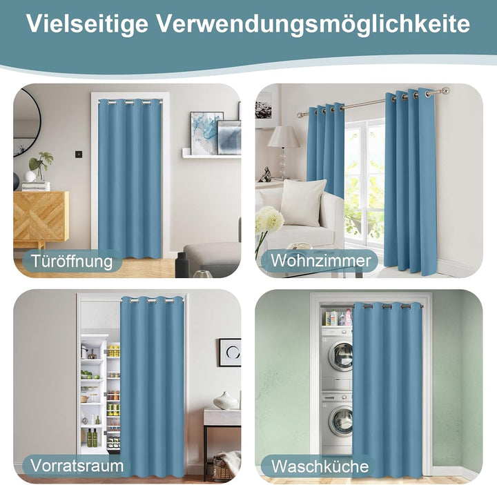 Lapalife Blackout Türvorhang mit Ösen,Raumverdunkelung Thermisch isolierter Vorhang Drapierung für T