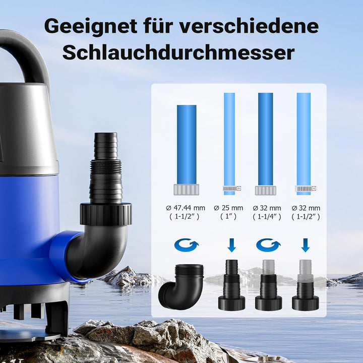 Schmutzwasserpumpe 750W 12500 l/h Tauchpumpe Gartenpumpe Brunnenpumpe Entwässerungspumpe
