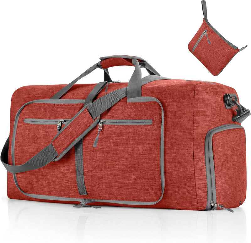 Vomgomfom 85L Reisetasche mit Schuhfach, Grosse Falttasche für Camping, Reisen, Fitness, Rot F Rot 8