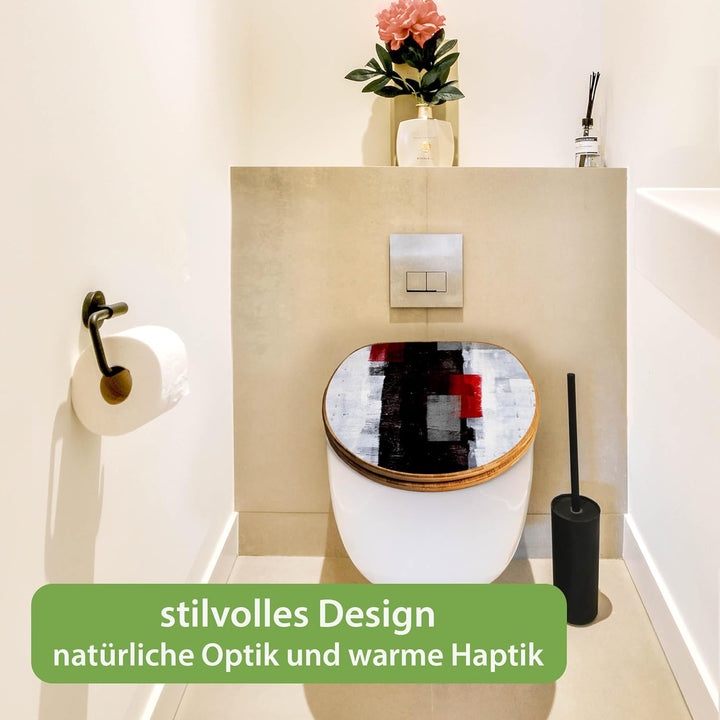banjado Design WC Sitz Bambus Absenkautomatik 45,8x37,5cm - Toilettendeckel mit Absenkautomatik Holz
