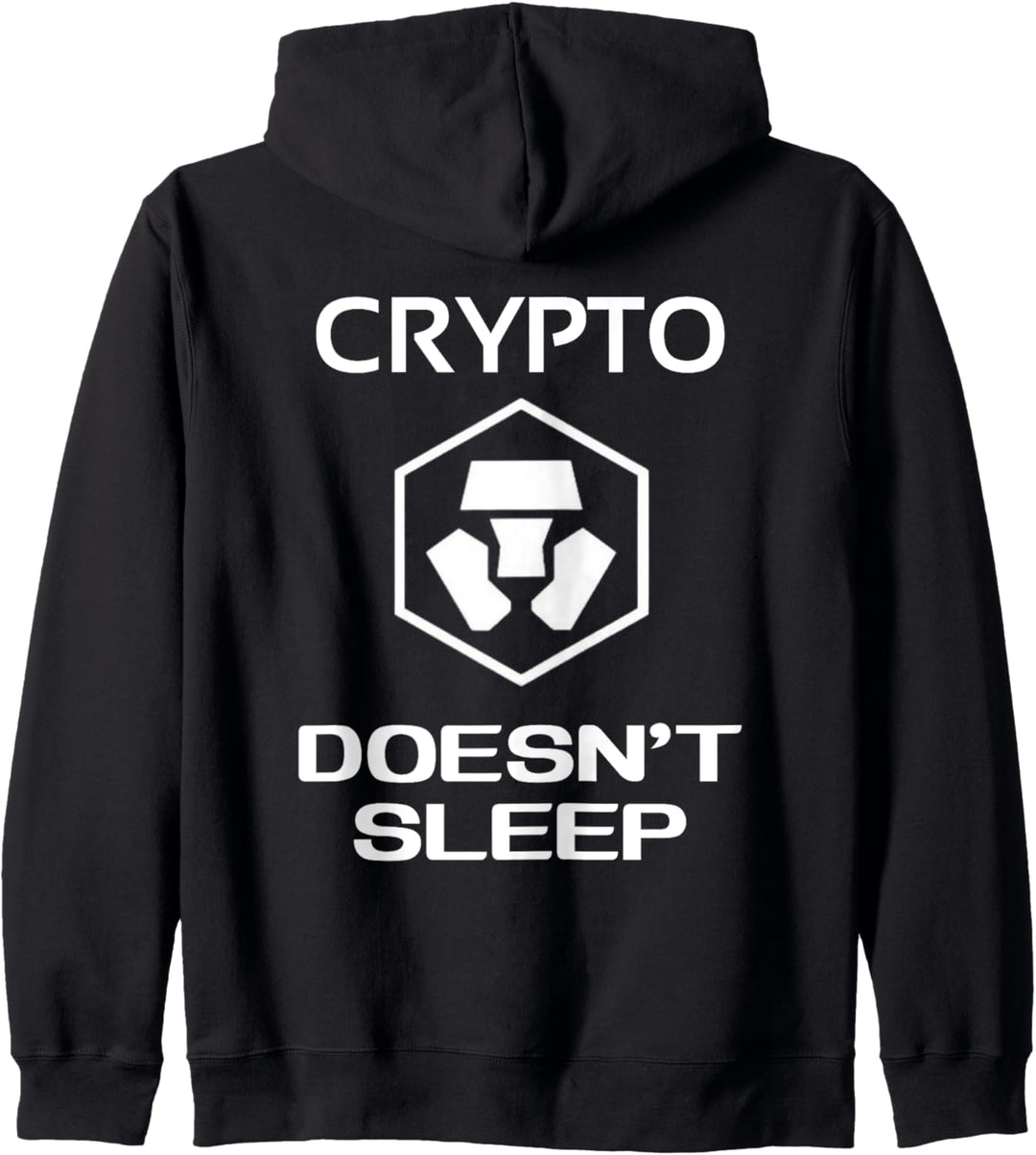 crypto.com coin CRO Kryptowährung Krypto schläft nicht Kapuzenjacke
