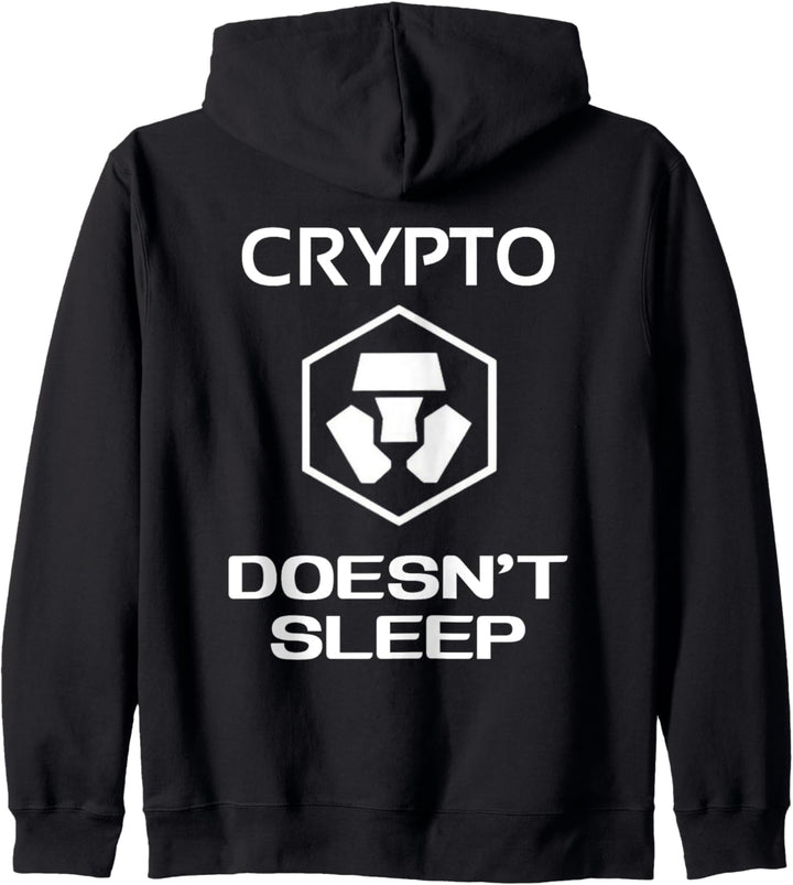 crypto.com coin CRO Kryptowährung Krypto schläft nicht Kapuzenjacke