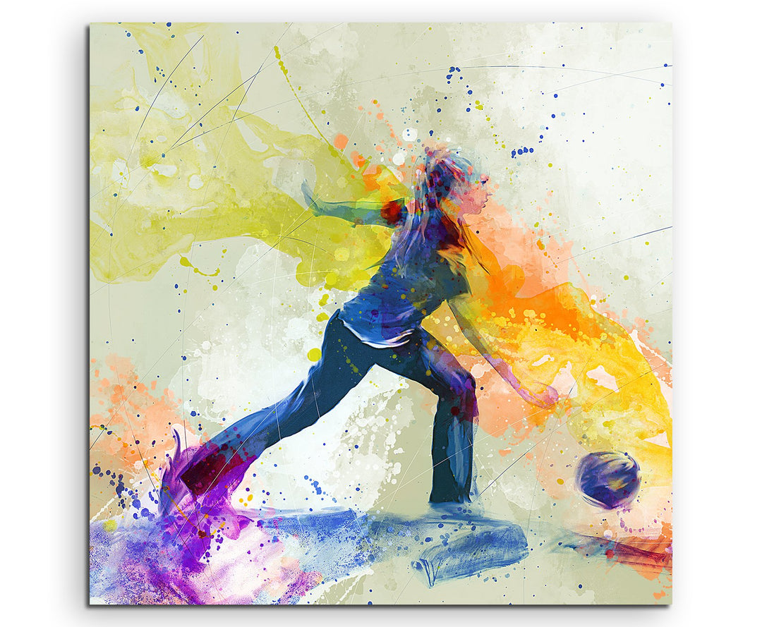 Bowling 60x60cm Wandbild SPORTBILD Aquarell Art tolle Farben von Paul Sinus