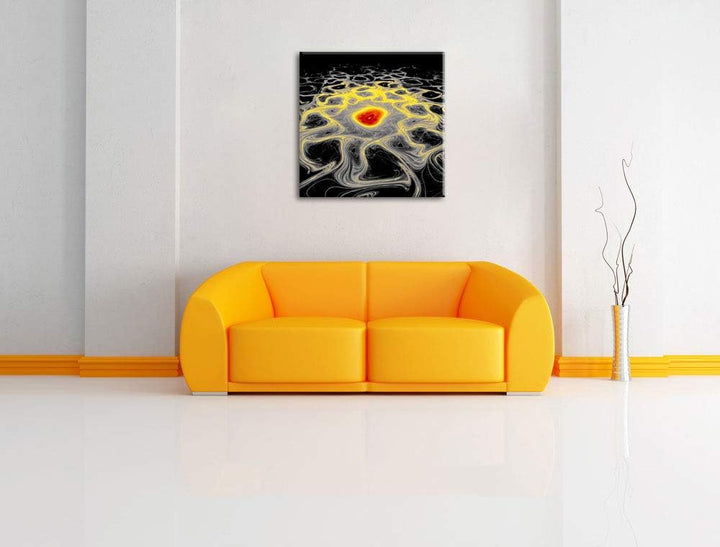 Pixxprint leuchtendes Lava Muster als Leinwandbild/Grösse: 70x70 cm/Wandbild/Kunstdruck/fertig bespa