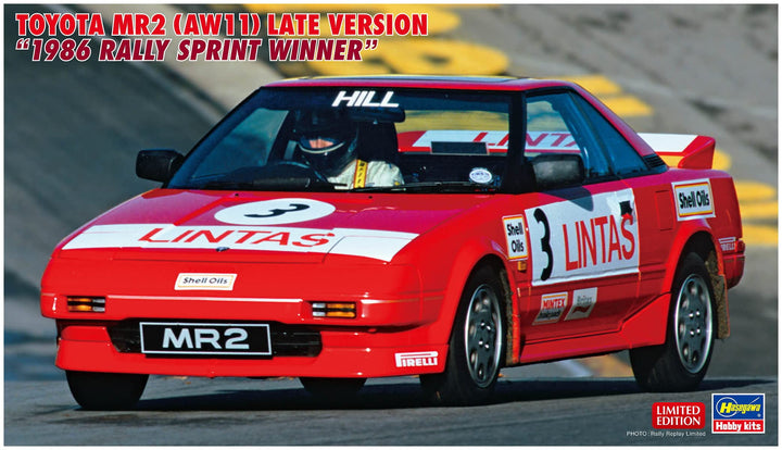 Hasegawa 20638 1/24 Toyota MR2, späte Version, 1986 Rally SprintWinner Modellbausatz, Mehrfarbig