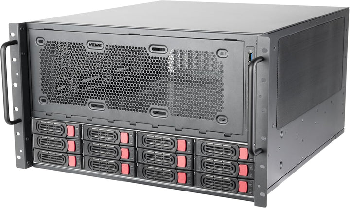 SilverStone Technology RM61-312, 6U 12-Bay Rackmount-Gehäuse mit Kompatibilität mit Zwei Netzteilen,
