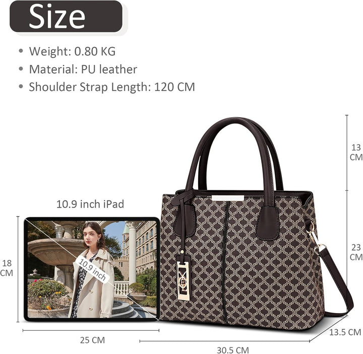 DIRRONA Retro Damen Handtasche Klassischer Druck Umhängetasche Elegant Schultertasche Lässig Crossbo