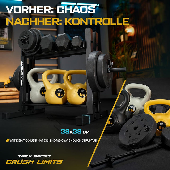 TREX SPORT Hantelablage Gewichteständer bis 320 kg, rutschfest TX-045DR | Stahl Hantelständer für Ha