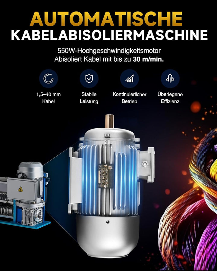 CREWORKS Elektrische Kabelabisoliermaschine 550W Kabelschälmaschine Abisoliermaschine Kabel Abisolie