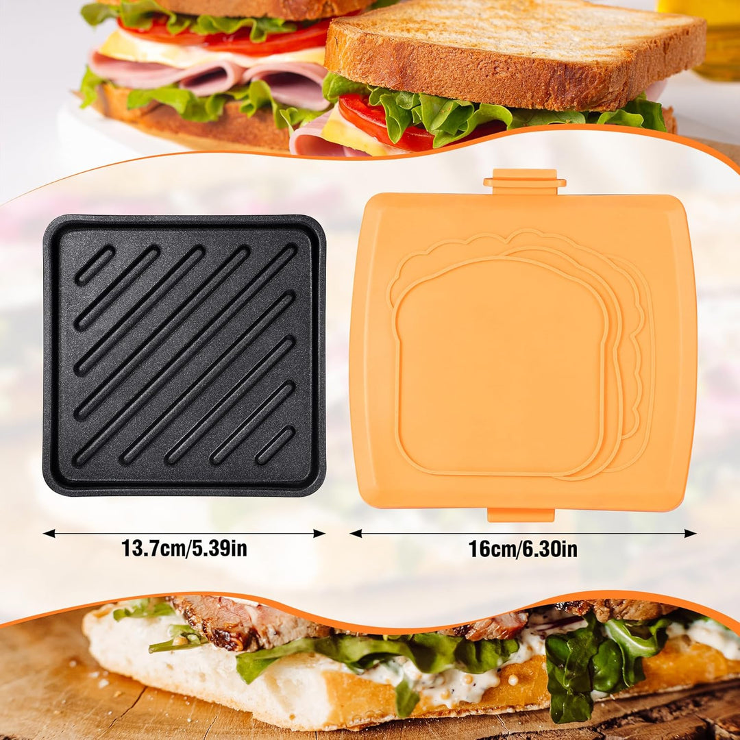 Sandwichmaker Mikrowellen, Sandwichtoaster 16 x 16 cm, Kontaktgrill Abnehmbare Platten und Silikonsc