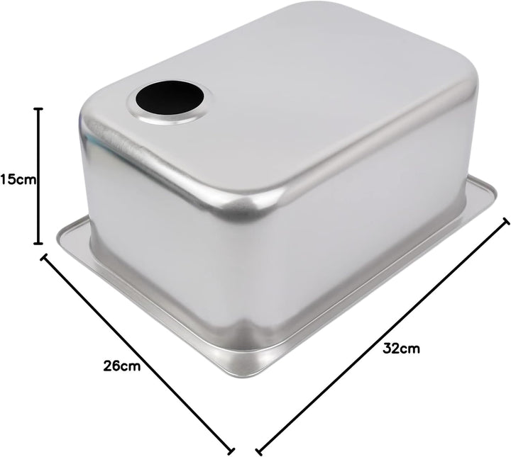 GATE14® Rechteckige Einbauspüle aus hochglanzpoliertem Edelstahl 1 Becken 10,8 l