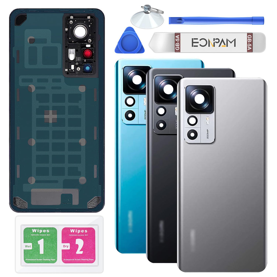 Eonpam Akkudeckel für Xiaomi 12T Pro Rückseite Glas Original Backcover Back Glas Ersatz Reparatur Se