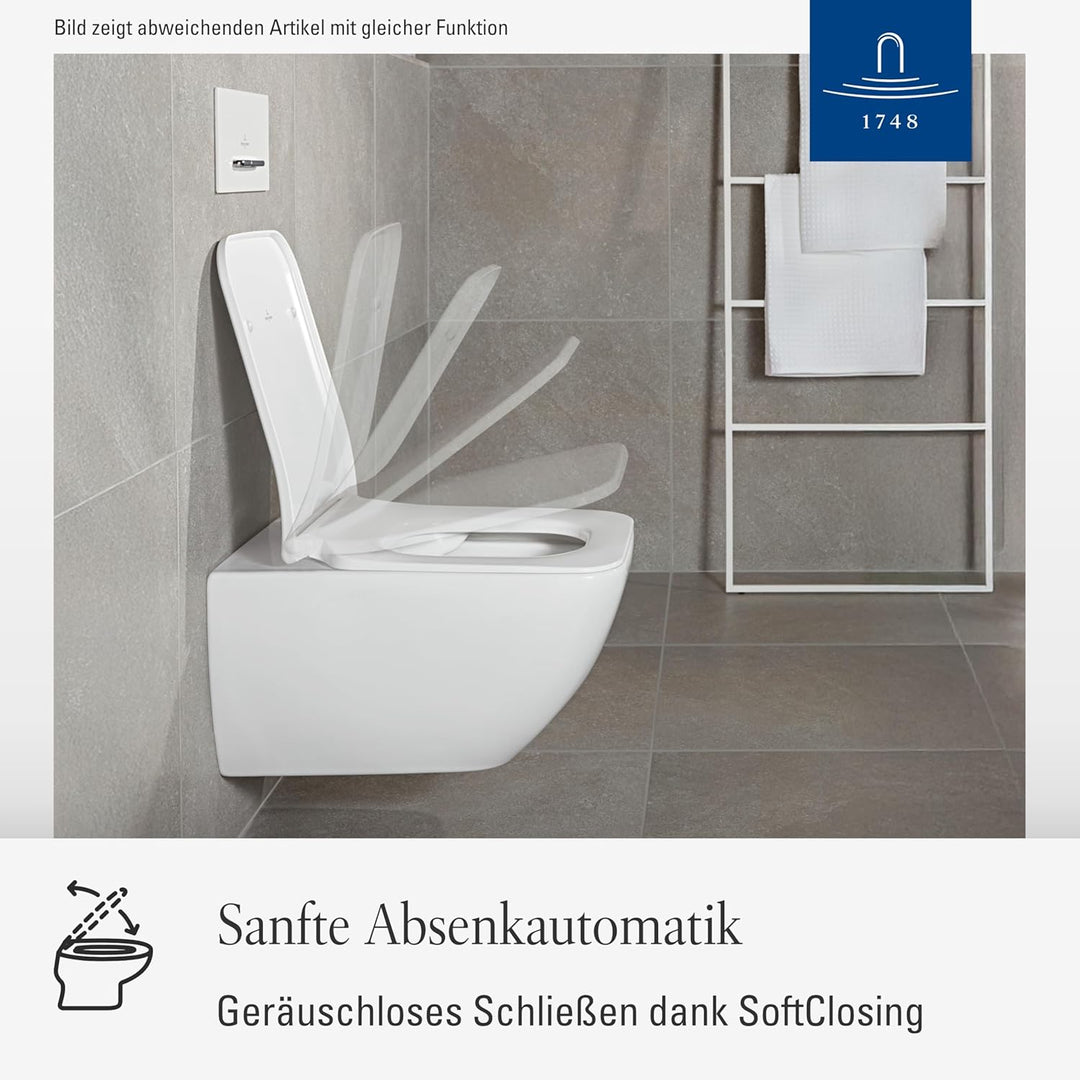 Villeroy & Boch WC-Sitz Subway 2.0 SlimSeat - Toilettendeckel Weiss glänzend mit Absenkautomatik - A