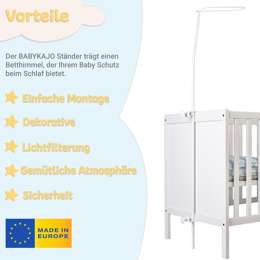 Babykajo Betthimmel Stange - Montierbare Himmelstange für Babybetten. Gestell aus Metall für Babybet