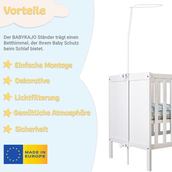 Babykajo Betthimmel Stange - Montierbare Himmelstange für Babybetten. Gestell aus Metall für Babybet